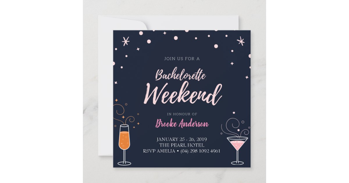 Drinks Bachelorette Weekend Party Card | Zazzle