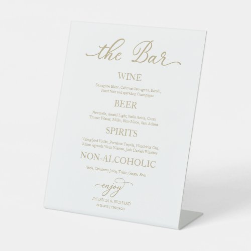 Drinks Bar Elegant Gold Calligraphy Wedding Sign