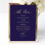 Drinks Bar Gold Calligraphy Navy Blue Wedding Sign<br><div class="desc">Drinks Bar Gold Calligraphy Navy Blue Wedding Sign</div>