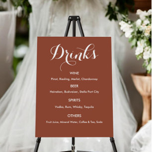 Drinks Bar Menu Brown Wedding Foam Board
