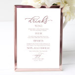 Drinks Bar Rose Gold Script Wedding Sign<br><div class="desc">Drinks Bar Rose Gold Script Wedding Sign</div>