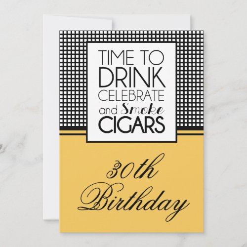 Drinks &amp; Cigars Birthday Celebration Invitation
