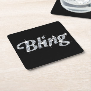 Drinks Coaster featuring faux diamond bling design