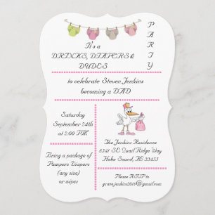Drinks, Diapers & Dudes - Invitation