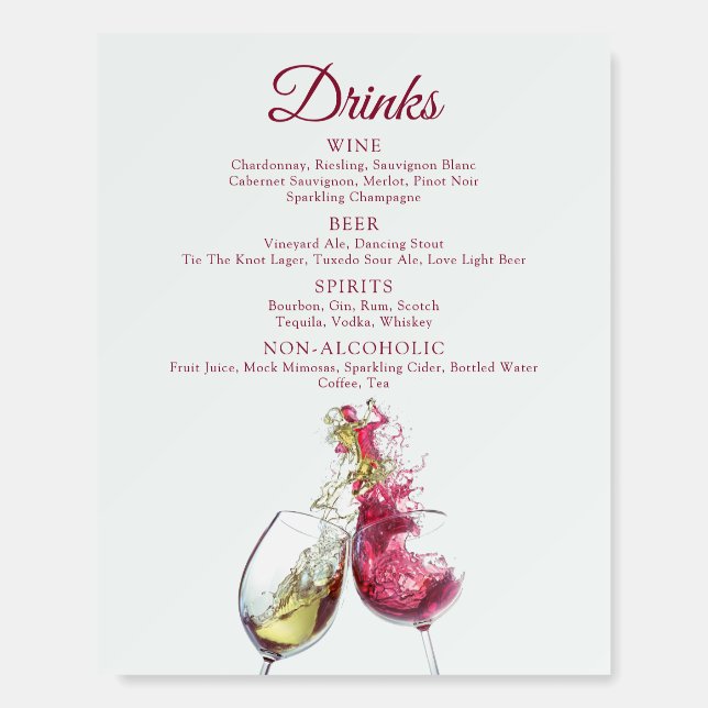 Drinks Elegant Red and White Wine Dance Wedding Foam Board (Front)