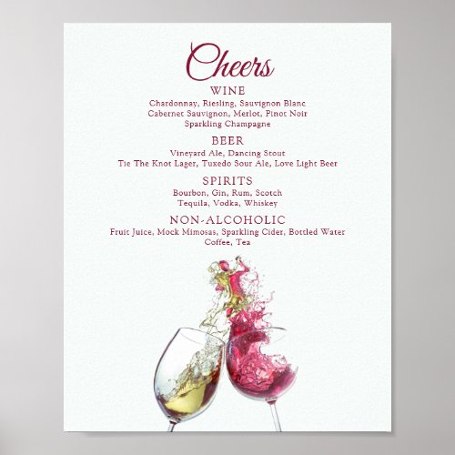 Drinks Elegant Red and White Wine Dance Wedding Poster