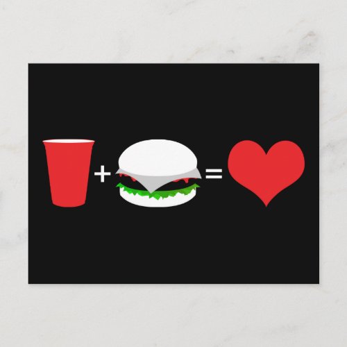 drinks  hamburgers  love postcard