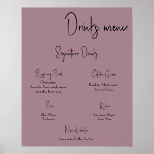 Drinks Menu Wedding Poster