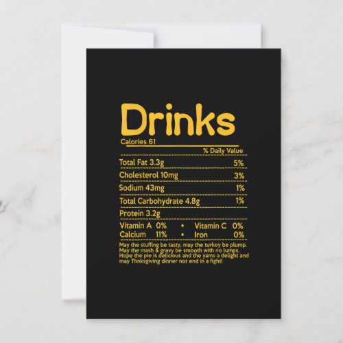 Drinks Nutrition Facts Label Foods Thanksgiving Ch Invitation