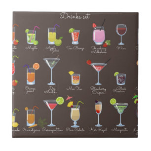 Drinks on a brown background ceramic tile