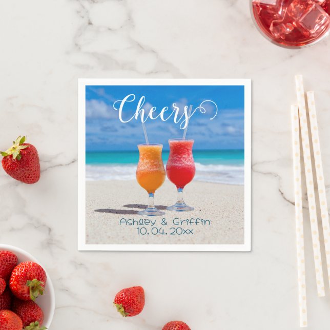 Drinks on Beach Bon Voyage Newlyweds Napkins (Insitu)