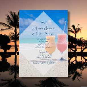 Drinks on Beach Casual Seaside Wedding Invitation