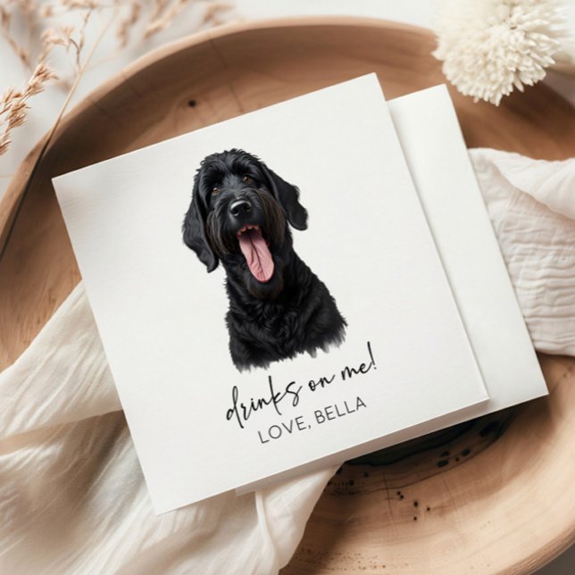 Drinks On Me! Black Russian Terrier Dog Wedding Napkins (Creator Uploaded)