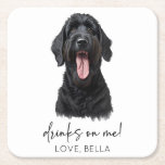 Drinks On Me! Black Russian Terrier Dog Wedding Square Paper Coaster<br><div class="desc">These are Drinks On Me! Black Russian Terrier Dog Pet Wedding Paper Coaster!</div>