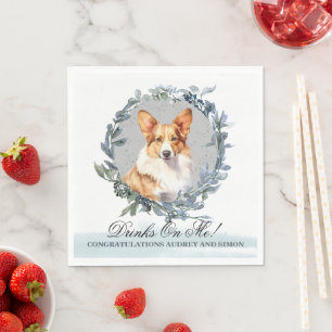 Drinks on Me! Cardigan Welsh Corgi Pet Wedding Napkins