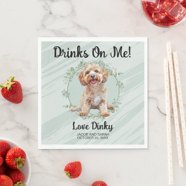 Drinks On Me! Cockapoo Dog Napkins with Photo (Insitu)