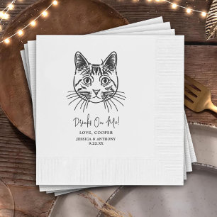 Drinks On Me Custom Cat Hand Drawing Wedding Napkins
