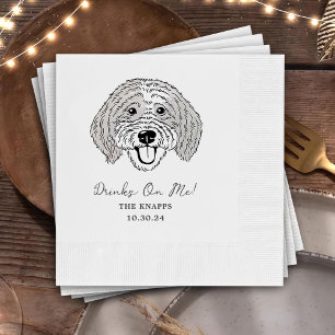 Drinks On Me Custom Dog Drawn Wedding Napkins