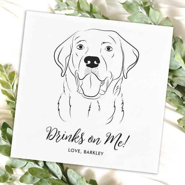 Drinks On Me Custom Labrador Retriever Dog Wedding Napkins (Creator Uploaded)