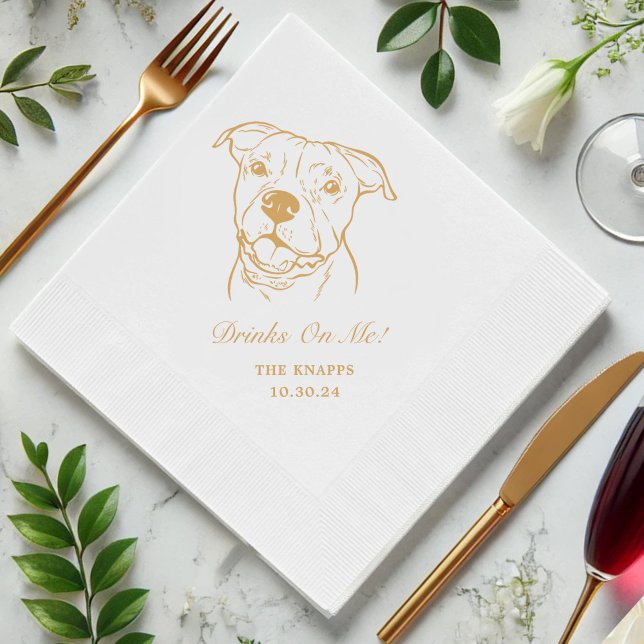 Drinks On Me Custom Pet Cocktail Napkins Wedding (Creator Uploaded)
