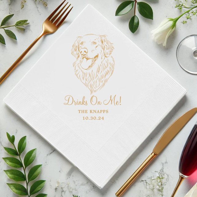 Drinks On Me Custom Pet Cocktail Napkins Wedding (Creator Uploaded)