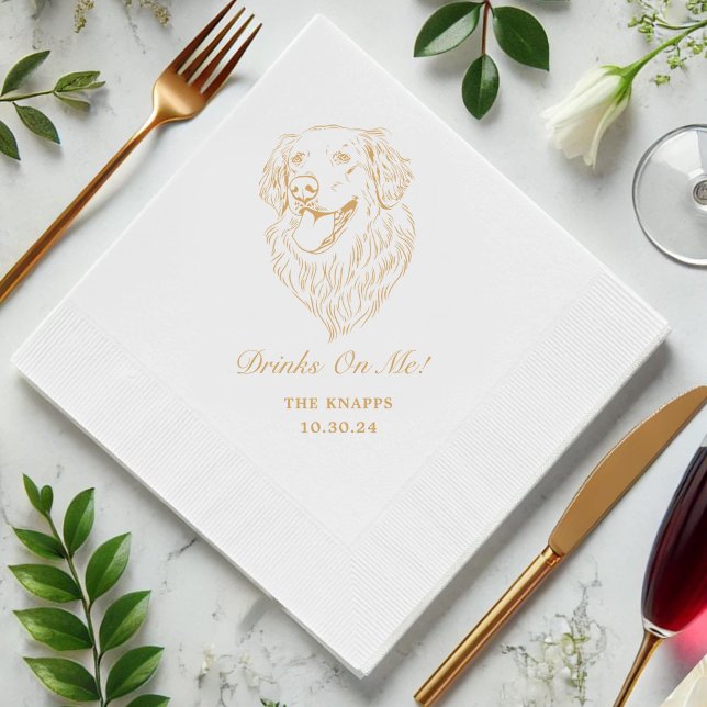 Drinks On Me Custom Pet Cocktail Napkins Wedding (Creator Uploaded)