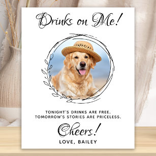 Drinks On Me Custom Photo Dog Bar Pet Wedding Poster
