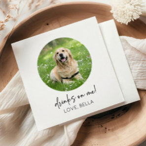 Drinks On Me! Custom Picture Dog Cat Pet Wedding Napkins