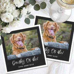 Drinks On Me Cute Dog Pet Photo Wedding Napkins