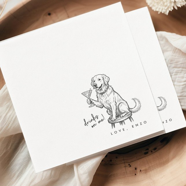 Drinks On Me Cute Fun Dog Cocktail Napkins (Creator Uploaded)