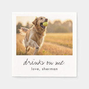 Drinks on Me Cute Fun Photo Modern Dog Wedding Nap Napkins