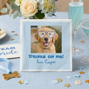 Drinks on Me Cute Fun Photo Modern Dog Wedding Napkins