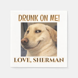 Drinks on Me Cute Fun Photo Modern Dog Wedding Napkins