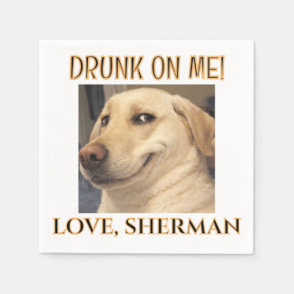 Drinks on Me Cute Fun Photo Modern Dog Wedding Napkins