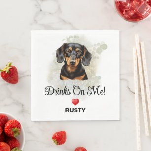 Drinks on Me Dachshund Wedding Napkins