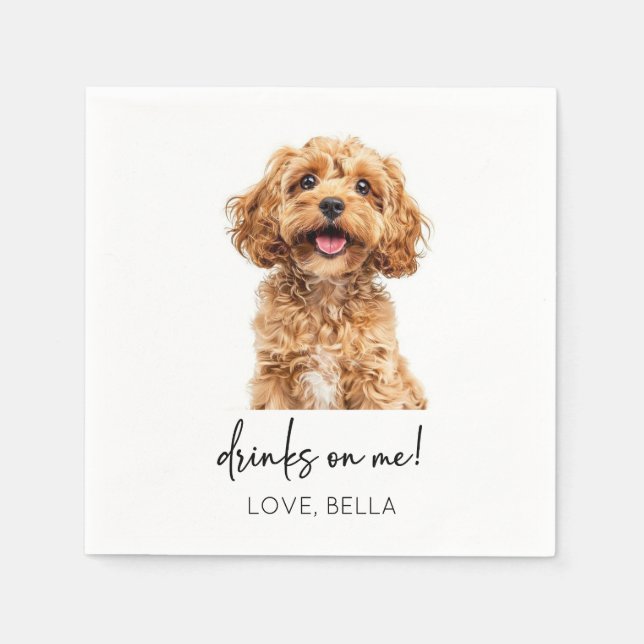 Drinks On Me! Dog Wedding Napkins (Front)