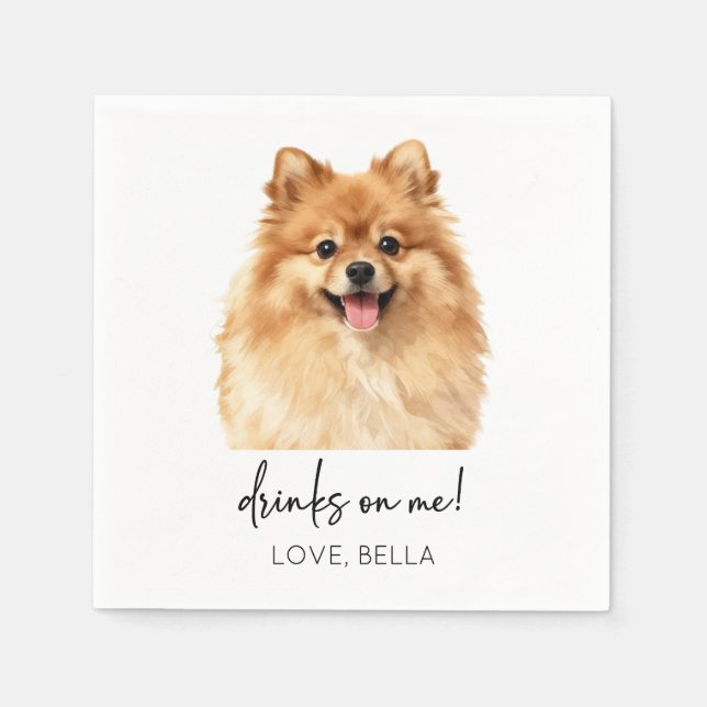 Drinks On Me! Dog Wedding Napkins (Front)