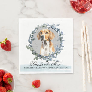 Drinks on Me! English Foxhound Dog Pet Wedding Napkins