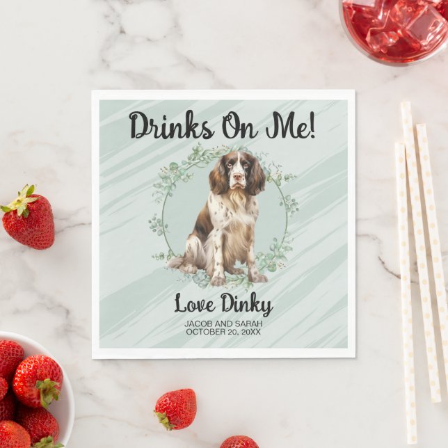 Drinks on Me! English Springer Spaniel Dog Photo Napkins (Insitu)