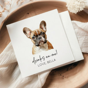 Drinks On Me! French Bulldog Dog Pet Wedding Napkins