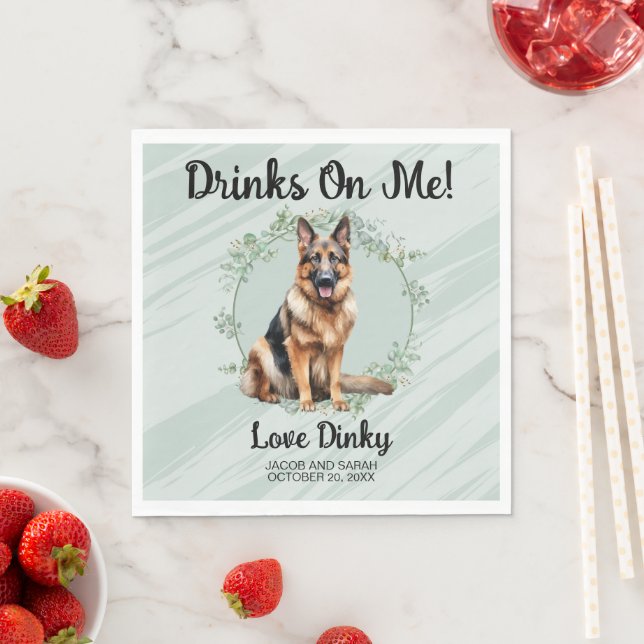 Drinks On Me! German Shepherd Dog Pet Napkins (Insitu)
