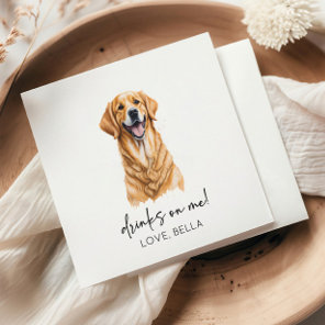 Drinks On Me! Golden Retriever Dog Pet Wedding Napkins