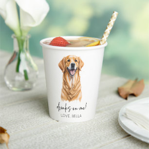 Drinks On Me! Golden Retriever Dog Pet Wedding Paper Cups