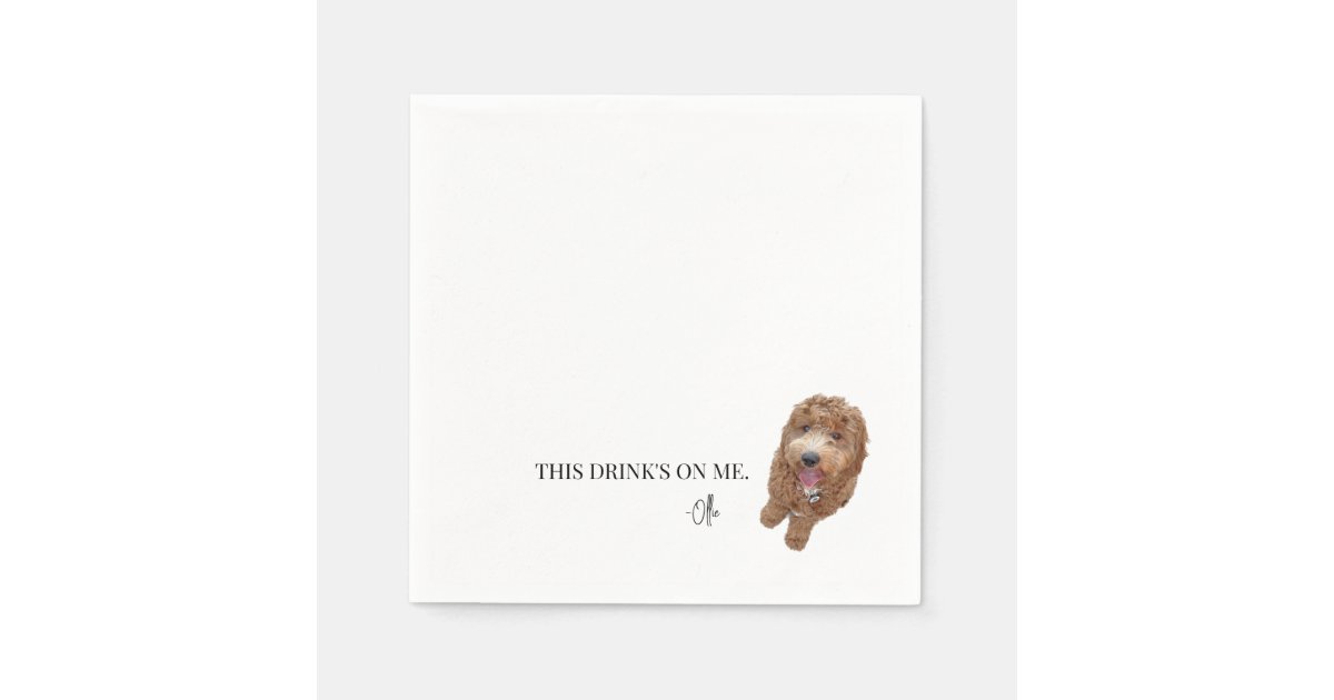Drinks on Me! Goldendoodle Cocktail Napkin Zazzle