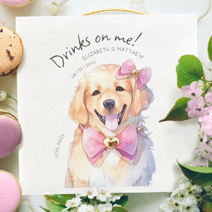 Drinks On Me Goldie Watercolor Fun Dog Pet Paper Dinner Napkins