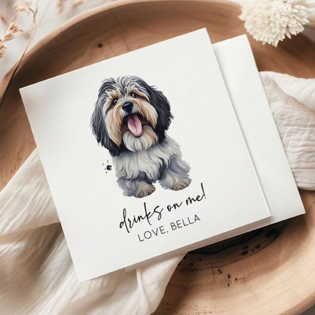 Drinks On Me! Havanese Dog Wedding Napkins (Creator Uploaded)