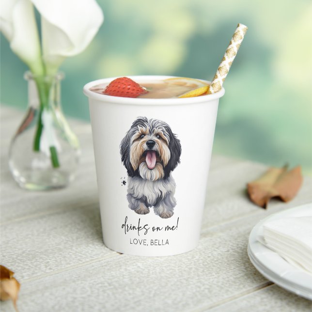 Drinks On Me! Havanese Dog Wedding Paper Cups (Insitu)