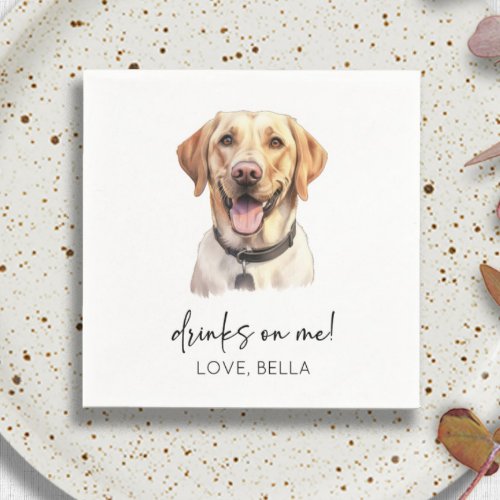 Drinks On Me Labrador Retriever Dog Pet Wedding Napkins