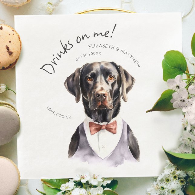 Drinks On Me Labrador Watercolor Fun Dog Pet Paper Dinner Napkins (Creator Uploaded)