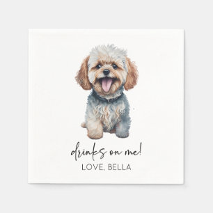 Drinks On Me! Maltipoo Dog Wedding Napkins